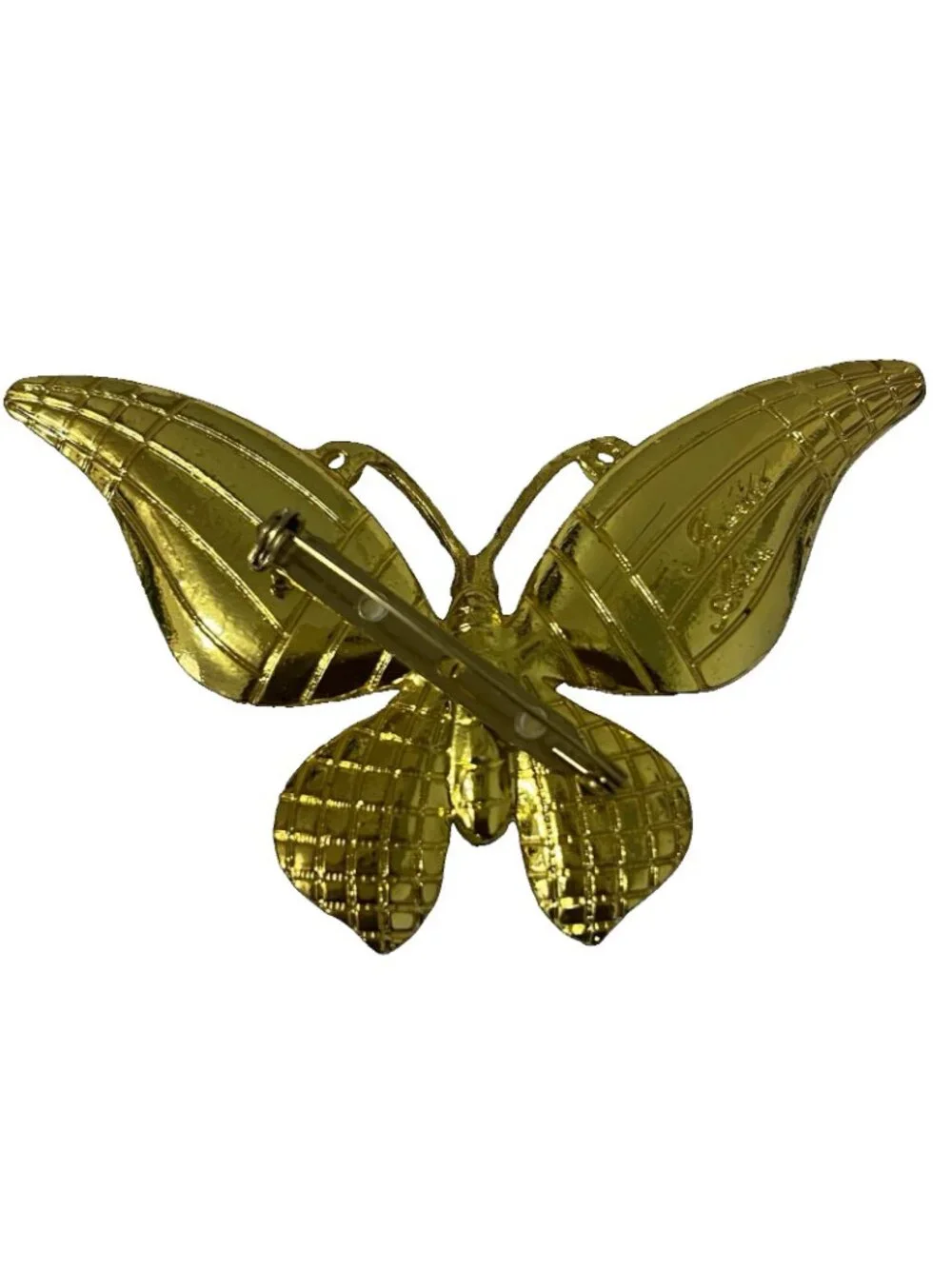 Isabella Adams Gold Tone Butterfly Brooch Pin Cobalt Sapphire Blue Rhinestone